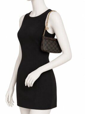 Loewe Anagram Chain Pochette Brown Canvas Leather Mini Bag